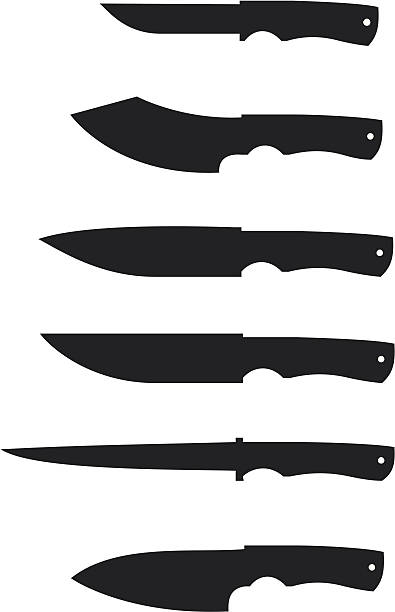 Knife black silhouette set 001 vector art illustration