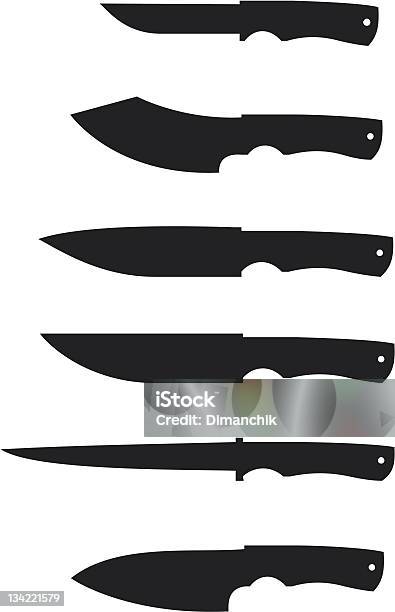 Knife Black Silhouette Set 001 Stock Illustration - Download Image Now - Black Color, Clip Art, Computer Graphic