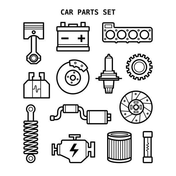 Car parts vector set. Automobile repair icons. Car parts vector set. Automobile repair icons. electrical fuse stock illustrations