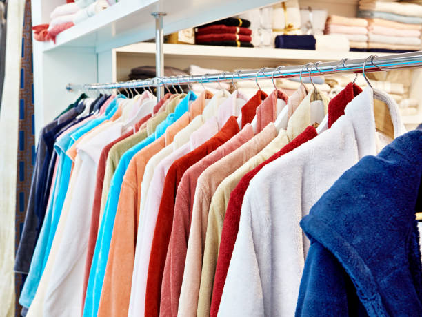 istock Terry bathrobes in store 1342221874
