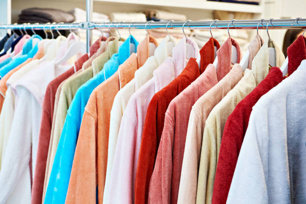 istock Terry bathrobes in store 1342222157