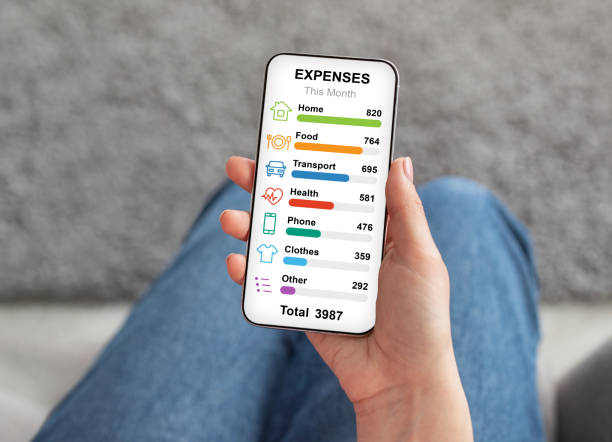 istock Unrecognizable lady checking expenses on mobile phone 1342222178