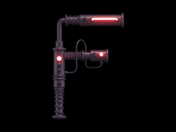 istock Black futuristic font, red light. 1342224719