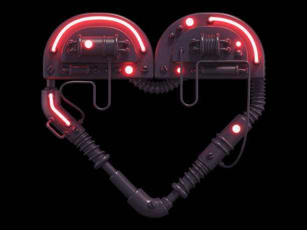 Black futuristic font, red light.
