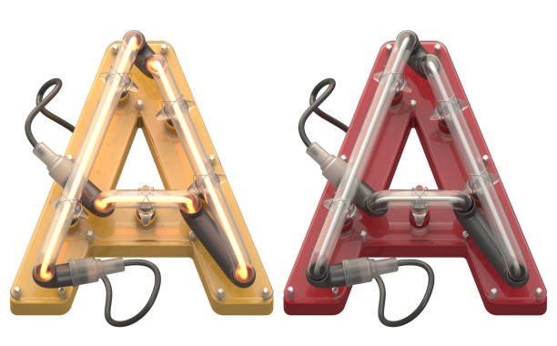 istock Red and Yellow neon font. Turn off, on. 1342225828
