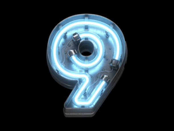 istock Metallic  font with blue neon lights. 1342226093
