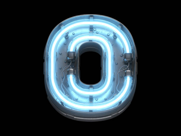 istock Metallic  font with blue neon lights. 1342226188