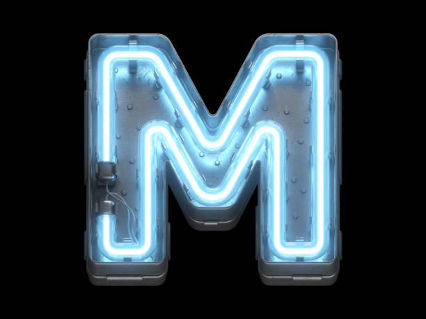 istock Metallic  font with blue neon lights. 1342226255