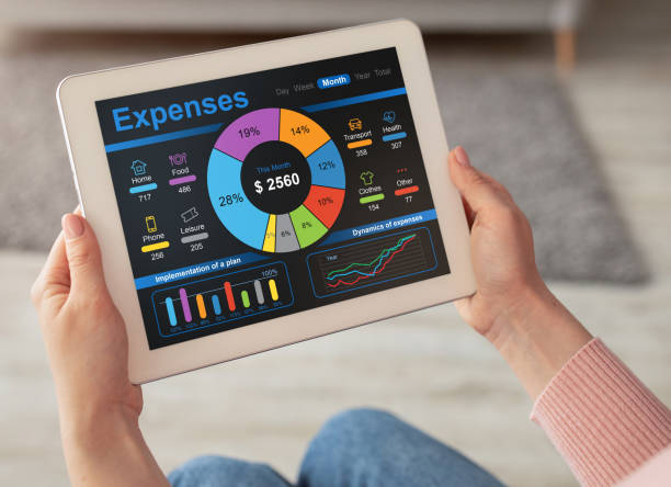 istock Lady with digital tablet, calculating her monthly spendings, copy space 1342226257