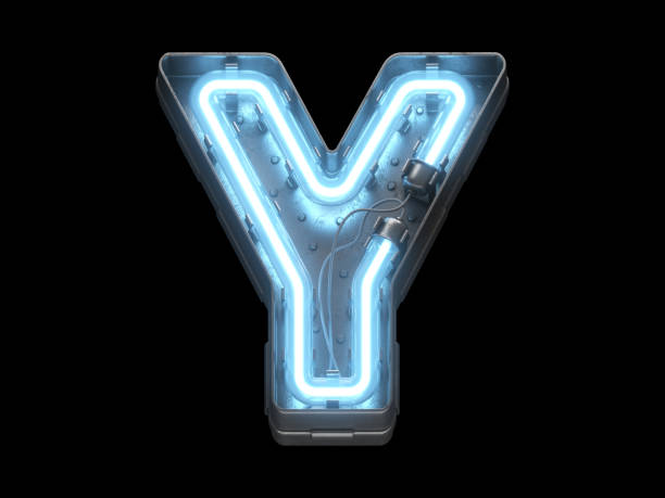 istock Metallic  font with blue neon lights. 1342226277