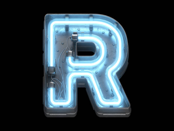 istock Metallic  font with blue neon lights. 1342226800