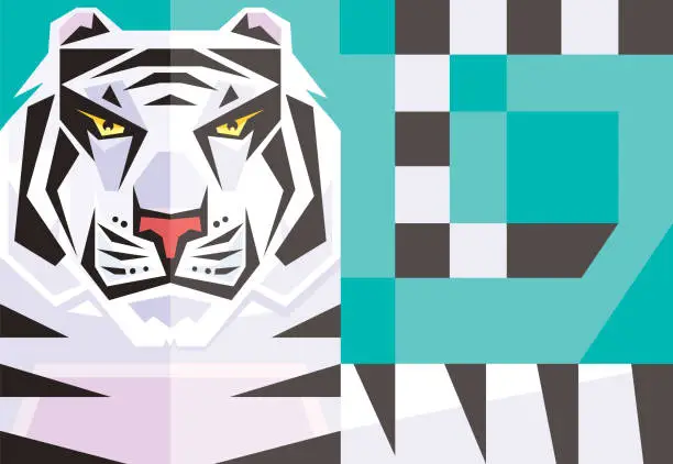 Vector illustration of white tiger character