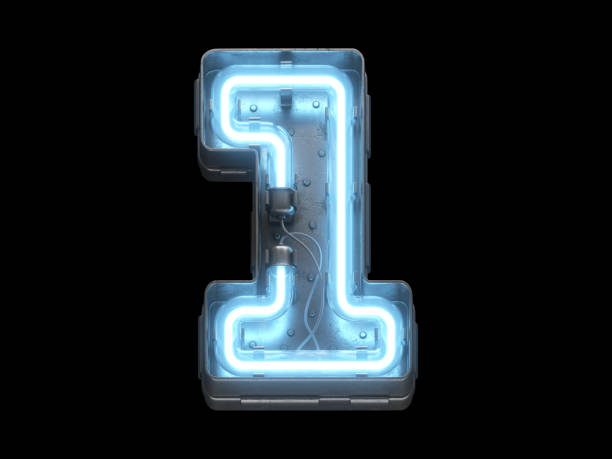 istock Metallic  font with blue neon lights. 1342226955