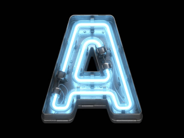 istock Metallic  font with blue neon lights. 1342226969
