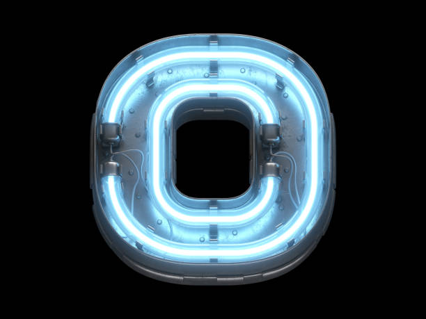 istock Metallic  font with blue neon lights. 1342226996