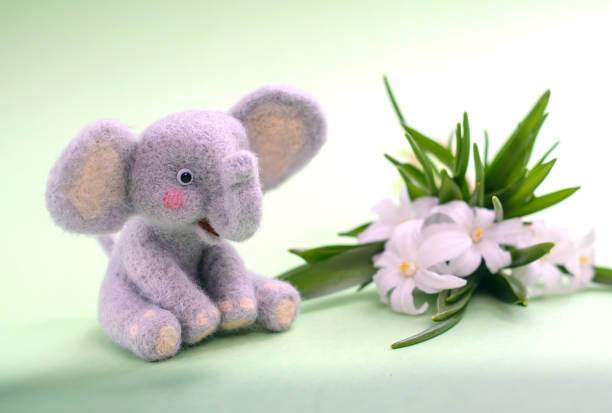 Toy handmade elephant, felting wool