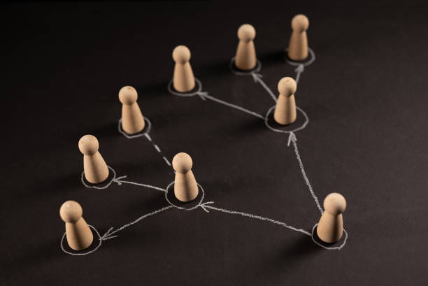 istock Control concept. Figures on a chalk board. Chalk arrows 1342230067