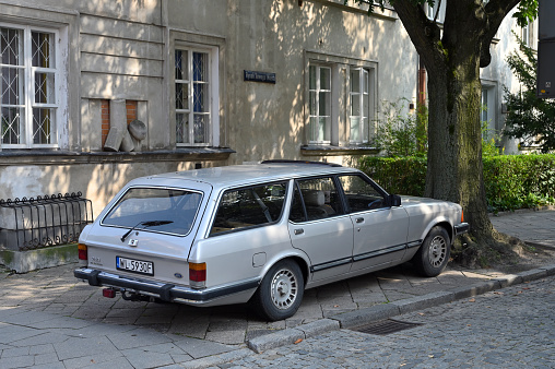 Warsaw - August 22: A large executive car Ford Granada Mark I (Europe) in street of Warsaw, Poland on August 22, 2021.