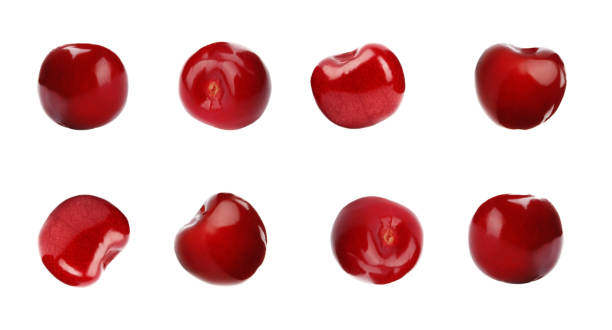 istock Set of ripe cherries on white background. Banner design 1342233278
