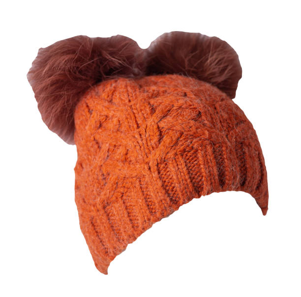 istock women's hat knitted with pompon isolated on white background. warm winter accessory 1342233660