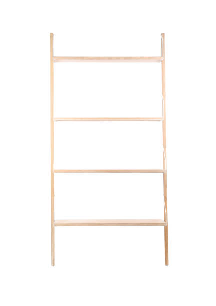 istock Empty wooden shelving unit isolated on white 1342234579