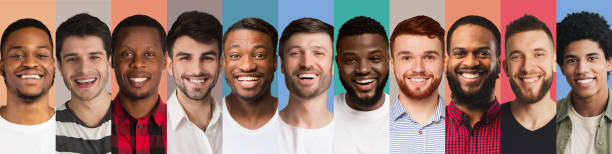 istock Attractive men different ages and nationalities showing positive emotions, panorama 1342235010