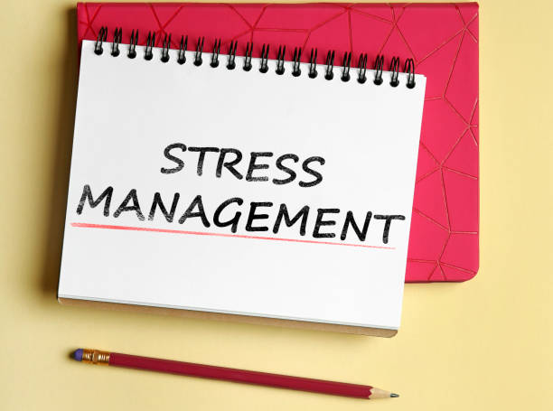 istock Notepad with text STRESS MANAGEMENT and pencil on beige background, flat lay 1342235393