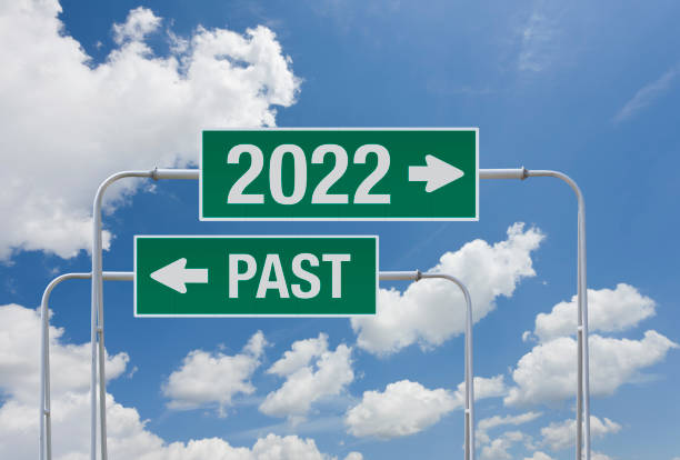 istock Happy New Year 2022 on road sign 1342236301