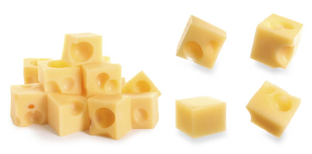 zestaw pysznych kostek serowych na białym tle. projektowanie banerów - cheese portion emmental cheese yellow zdjęcia i obrazy z banku zdjęć