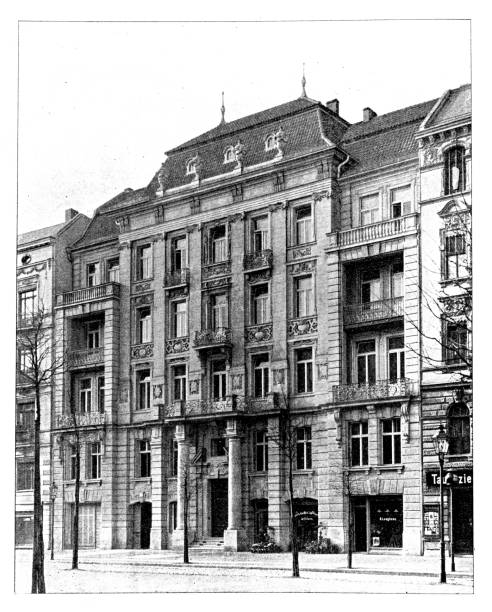 Apartment building located at Tauentzienstraße in Berlin Illustration of apartment building located at Tauentzienstraße in Berlin grunewald berlin stock illustrations