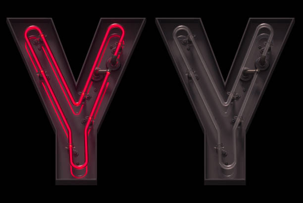 istock Red light neon font with On and Off. 1342238463