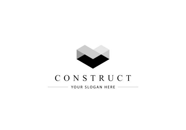 konstruktion und struktur logo design. - construction built structure building exterior construction site stock-grafiken, -clipart, -cartoons und -symbole