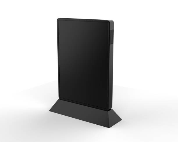 istock Digital table stand mock up on isolated white background, 3d illustration 1342239822