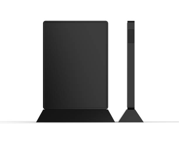 istock Digital table stand mock up on isolated white background, 3d illustration 1342239839
