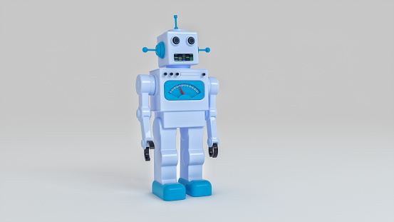 a plastic toy robot (3d rendering)