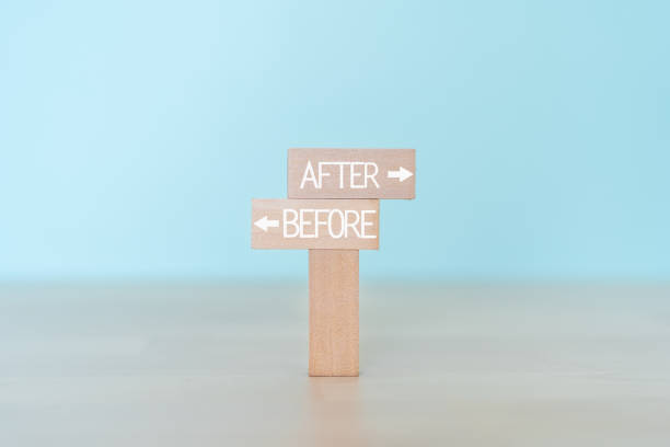 istock Before After; Wooden stamps with 