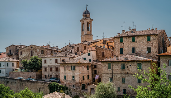 Cityscape of Urbania,  historical small town in the province of Pesaro and Urbino, Marche, Italy