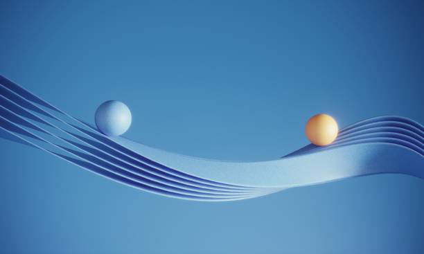 Two Balls Moving On The Ribbons stock photo
