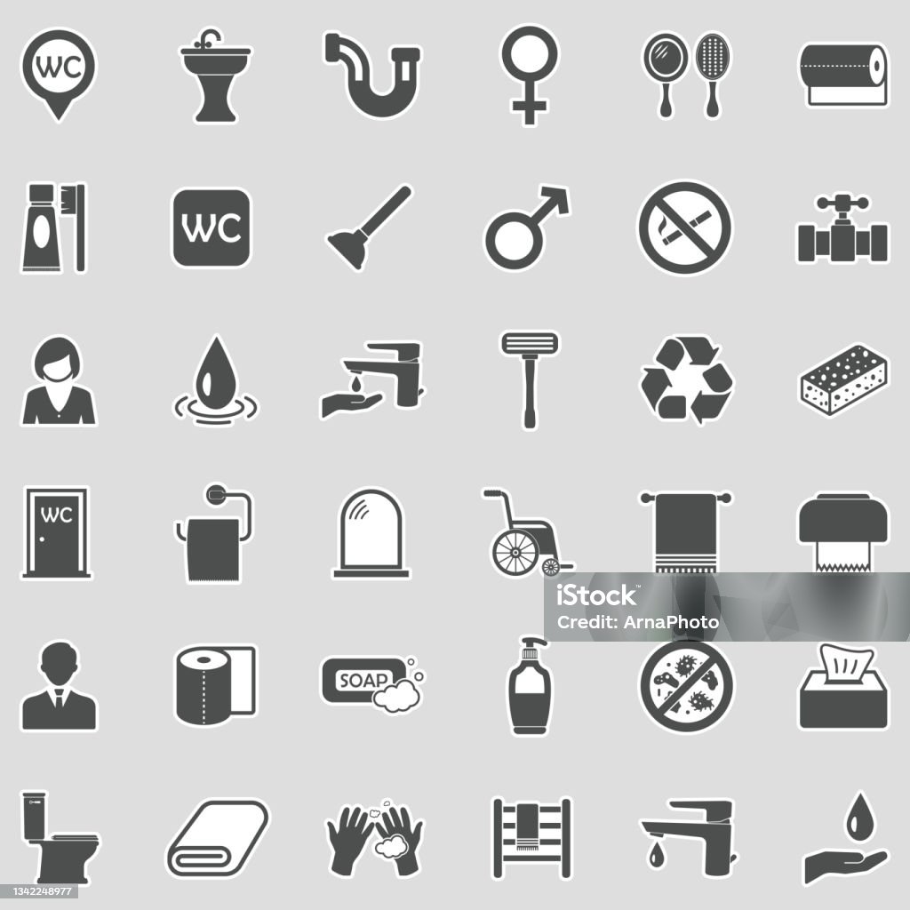 Toilet And Wc Icons Sticker Design Vector Illustration Stock
