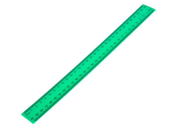 istock Green centimeter ruler isolated on the white background 1342252153