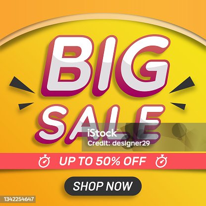 istock Big Sale Icon Banner or Poster Design. 50% Discount Offer on Color Abstract Background. 1342254647