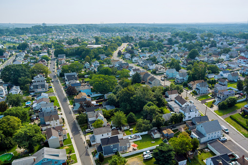 Panorama view residential neighborhood district in American town, in Sayreville NJ US