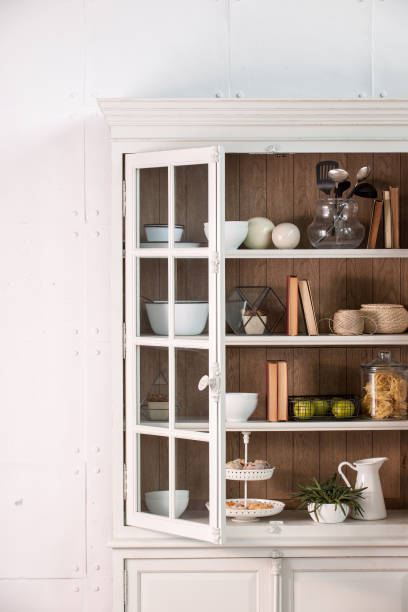 istock modern home kitchen white wooden closet and kitchen products 1342261864