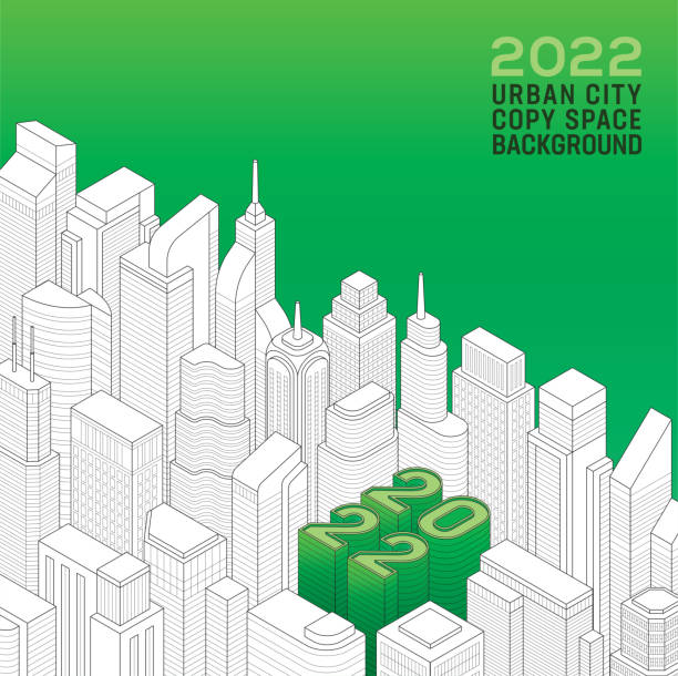 illustrazioni stock, clip art, cartoni animati e icone di tendenza di 2022 smart city isometrica green building real estate costruzione grattacieli urban city - new york city illustrations