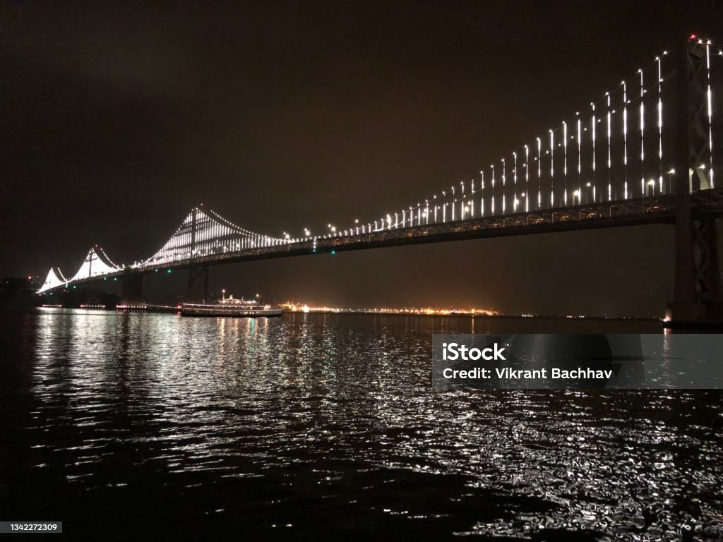 Bay Bridge, San Francisco Bay bridge in night San Francisco-Oakland Bay Bridge Stock Photo