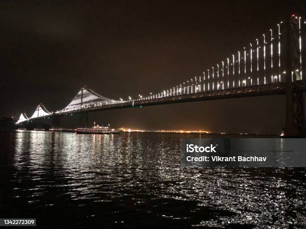 Bay Bridge San Francisco Stock Photo - Download Image Now - San Francisco-Oakland Bay Bridge, Night, Architecture