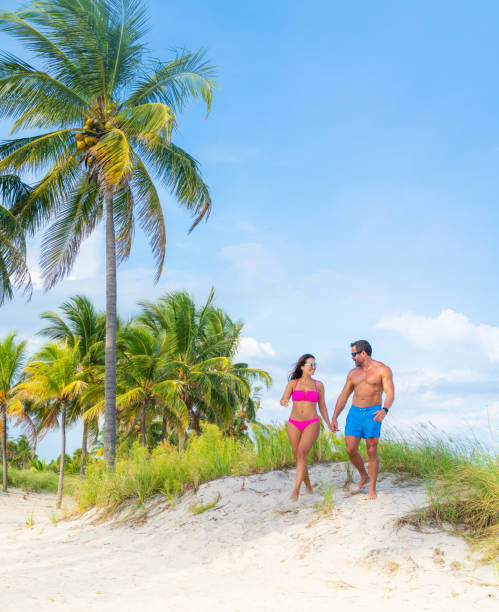 istock Middle age couple having fun in Miami Beach 1342273553