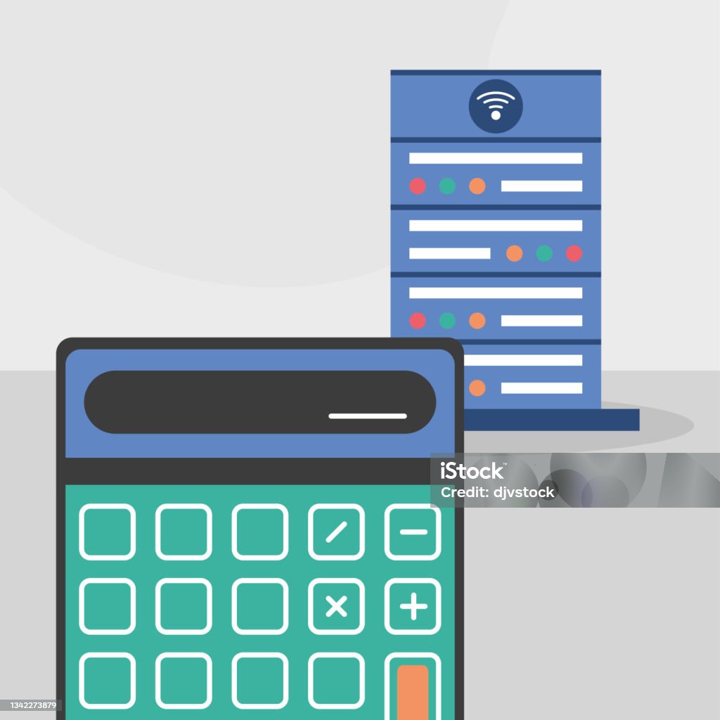 Calculator Server Data Server Calculator Stock Illustration - Download Image Now ...