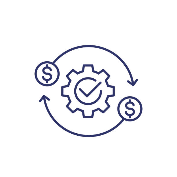 costs optimization and production efficiency icon, line costs optimization and production efficiency icon, line efficiency stock illustrations