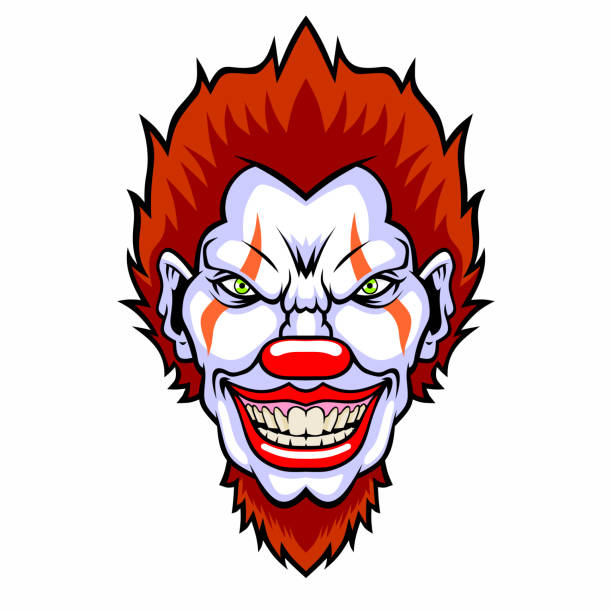 illustrations, cliparts, dessins animés et icônes de clown de dessin animé maléfique. - clown evil horror spooky